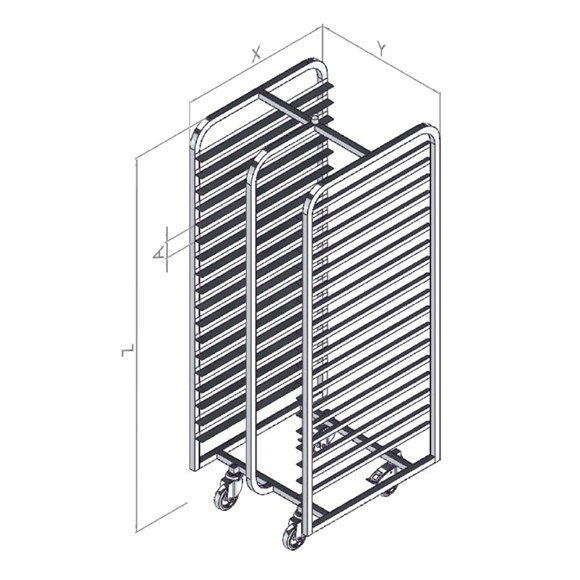 Bagerivogn Zoni 12 hylder X Large H - Revent Ovne