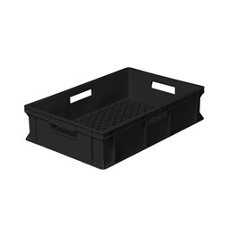 Stabelkasse med perfor bund 26 Ltr - Sort - 64 stk