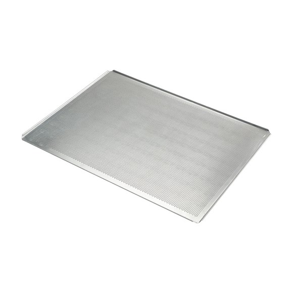 Bageplade 530x325 mm. Perforeret med åbne hjørner