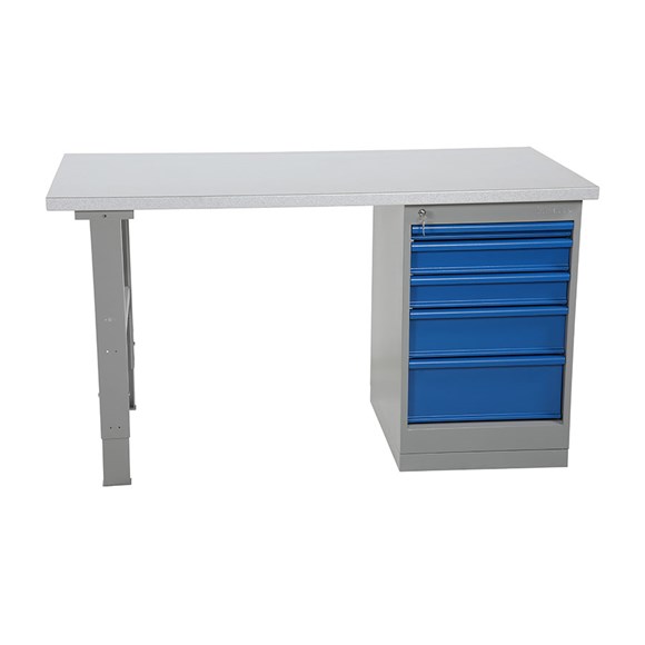 Arbejdsbord med 5 skuffekabinet 2000 mm. bordplade