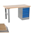 Arbejdsbord, oliehærdet plade med 5 skuffekabinet.
