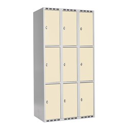 Omklædningsskab beige med 9 døre. Hasp
