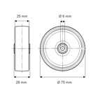 TENTE hjul WH. DYK 075x25-Ø6,1