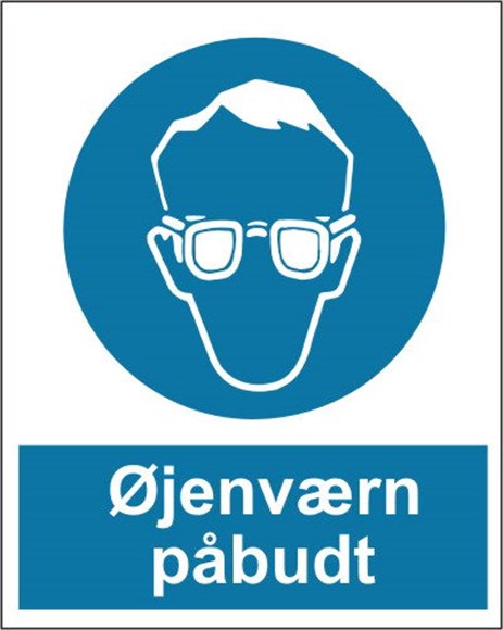 Skilt; Øjenværn Påbudt selvklæbende A5