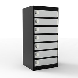 Ipadskab med 7 rum og strømudtag. Hasp.