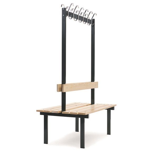 Bænk med knagerække 2-side. L: 110cm.