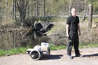 Trækvogn med træbund 150 kg.