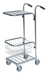 Mini butiksvogn m 1 hylde og 1 kurv m bremse