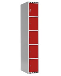 Omklædningsskab rød med 5 døre. Hasp