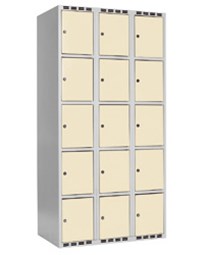Omklædningsskab beige med 15 døre. Hasp