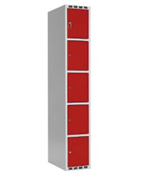 Omklædningsskab rød med 5 døre. Hasp