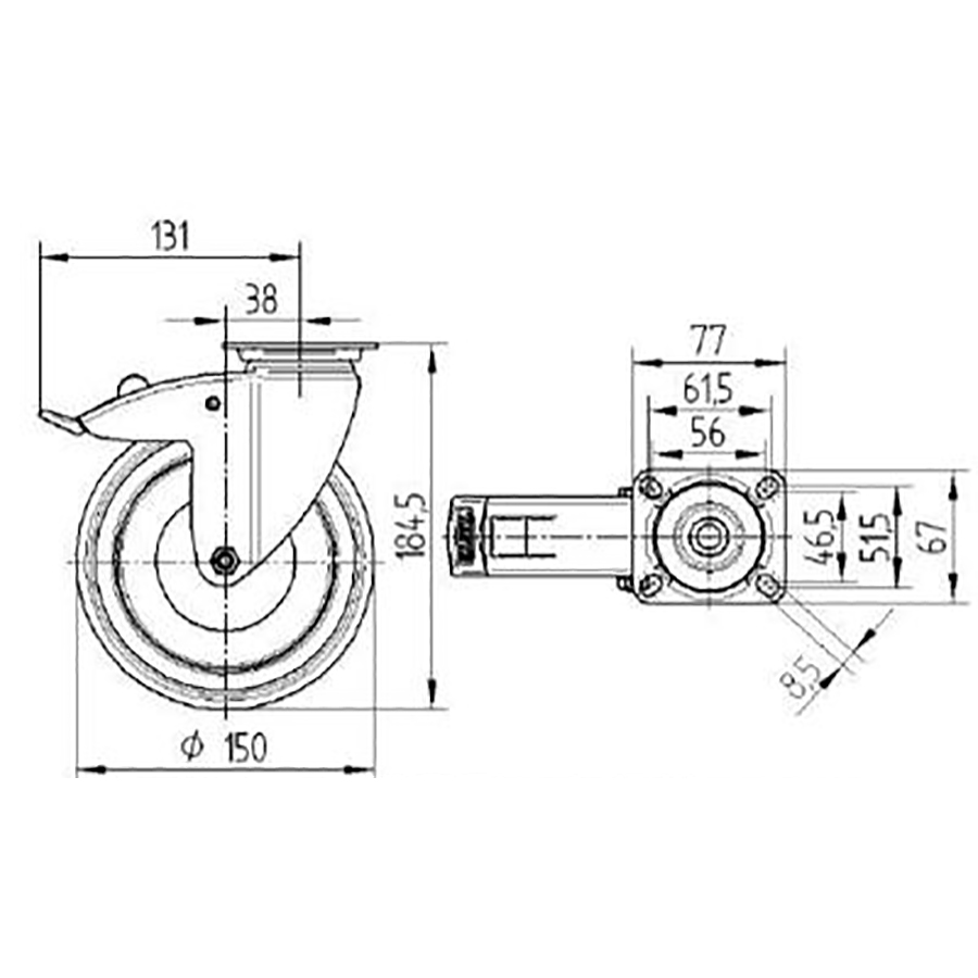 TENTE hjul 2477 PJP 150 P50