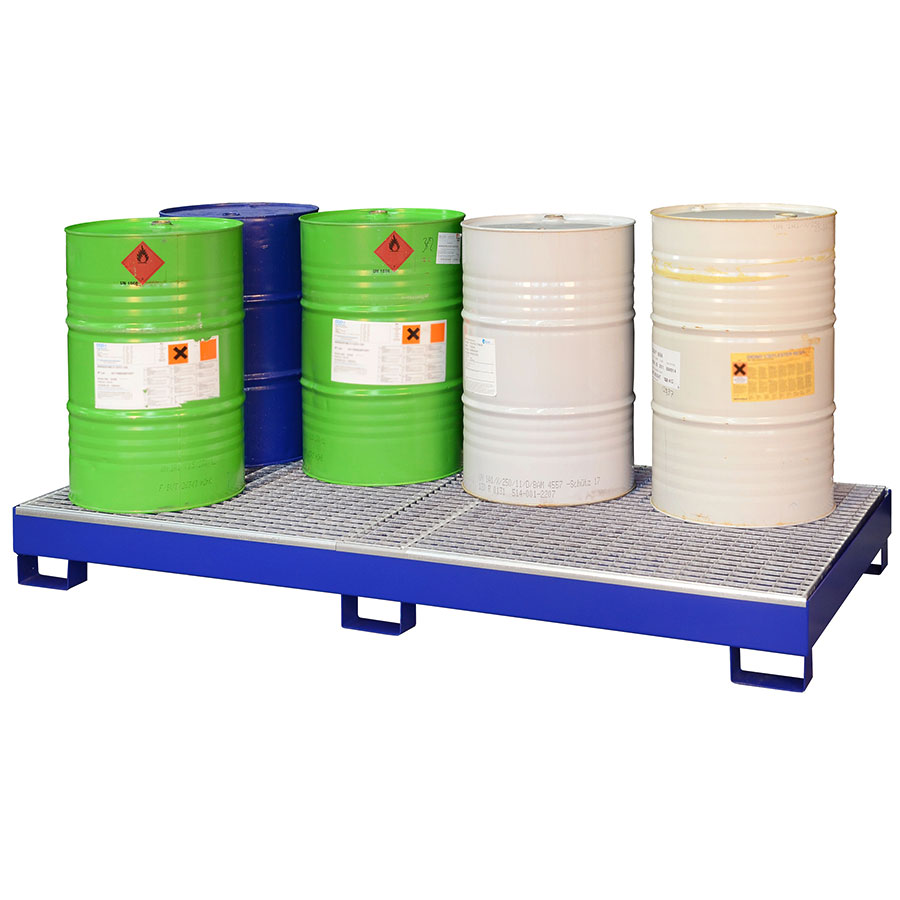 Opsamlingskar stål palle SW8 med stål rist BLÅ