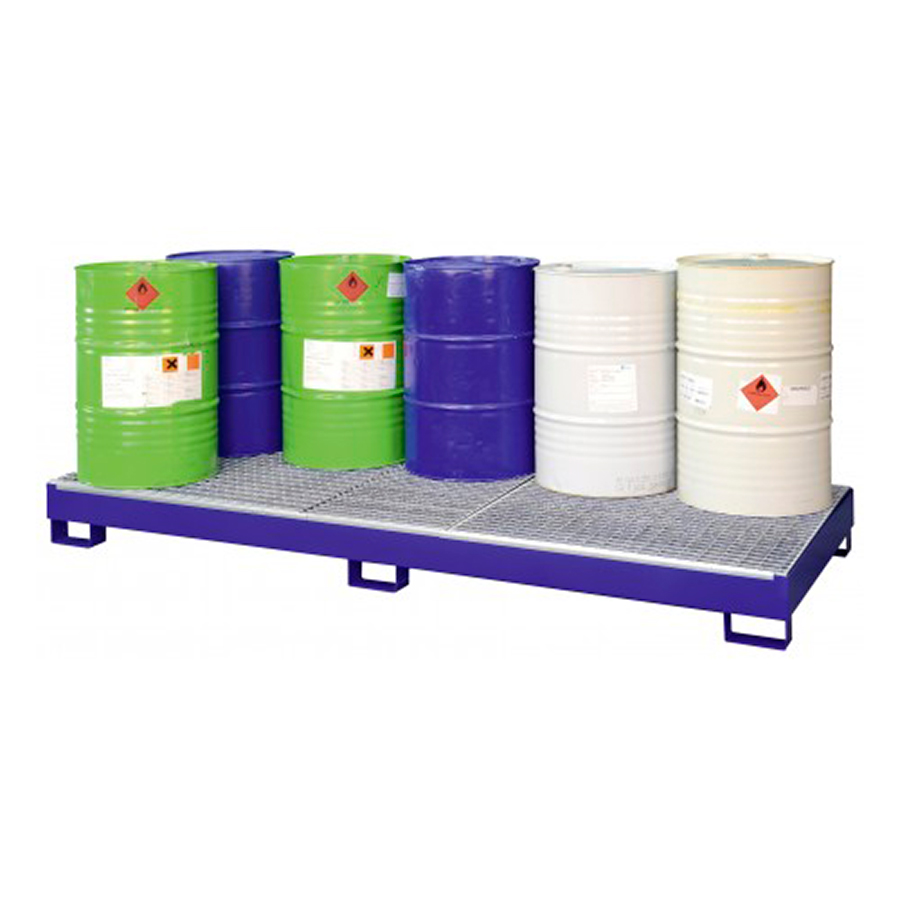 Opsamlingskar stål palle SW10 med stål rist BLÅ