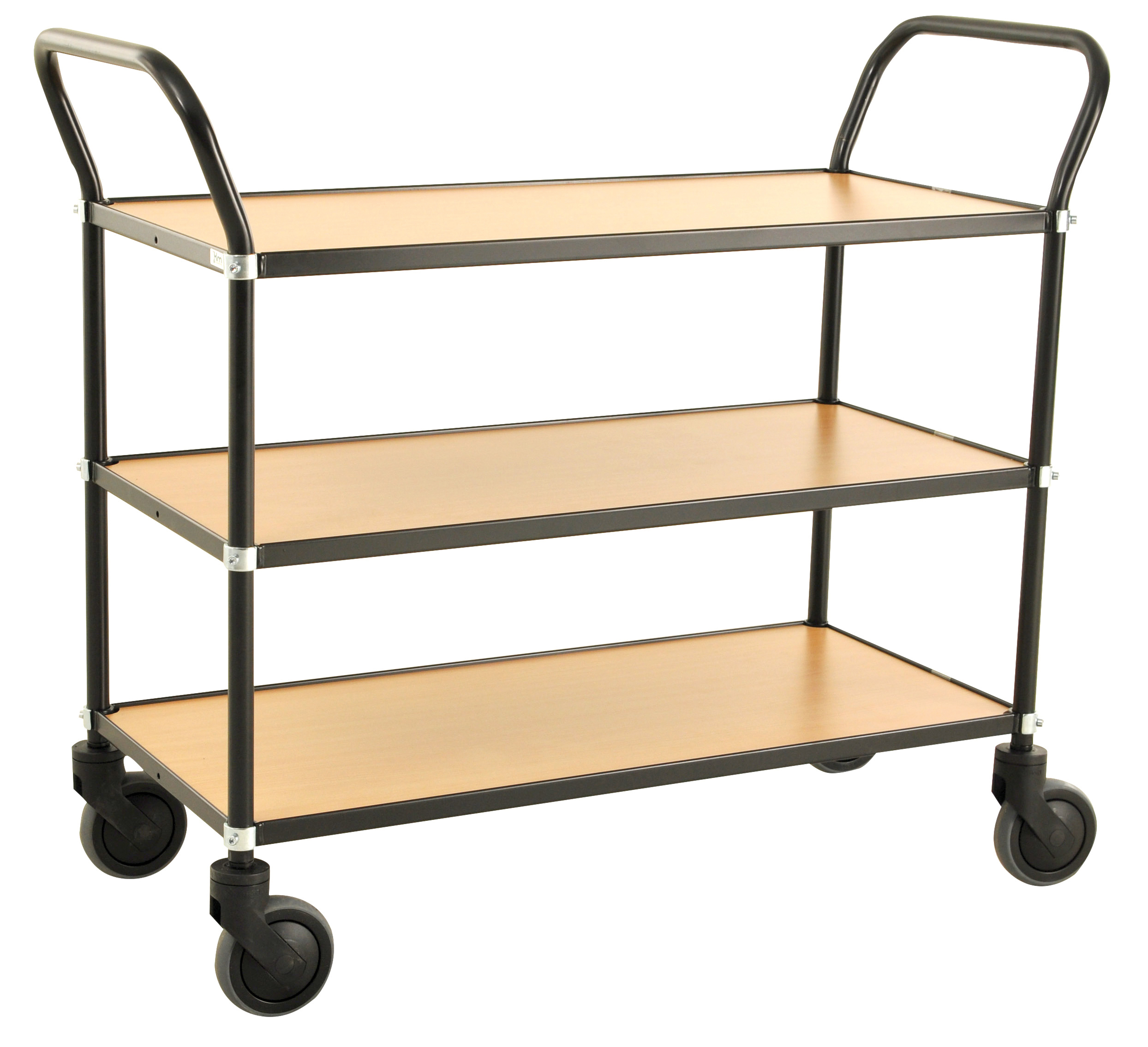 Rullebord med 3 hylder Bøg sort stel