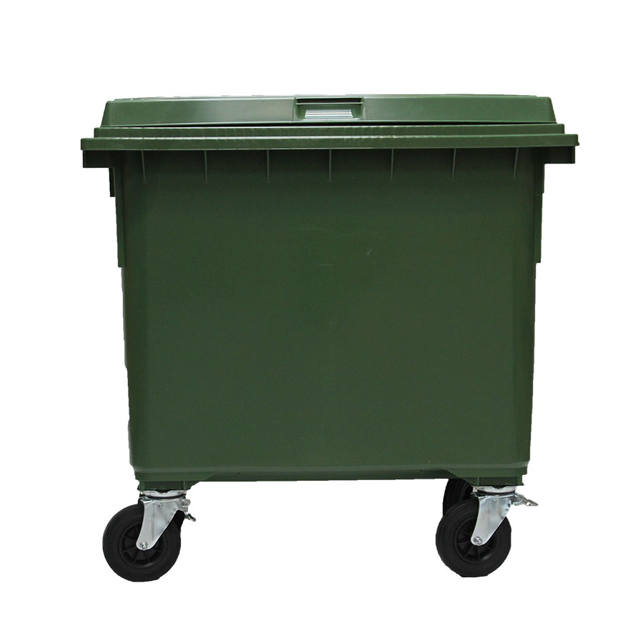 Affaldsbeholder i plast 660 L, Grøn