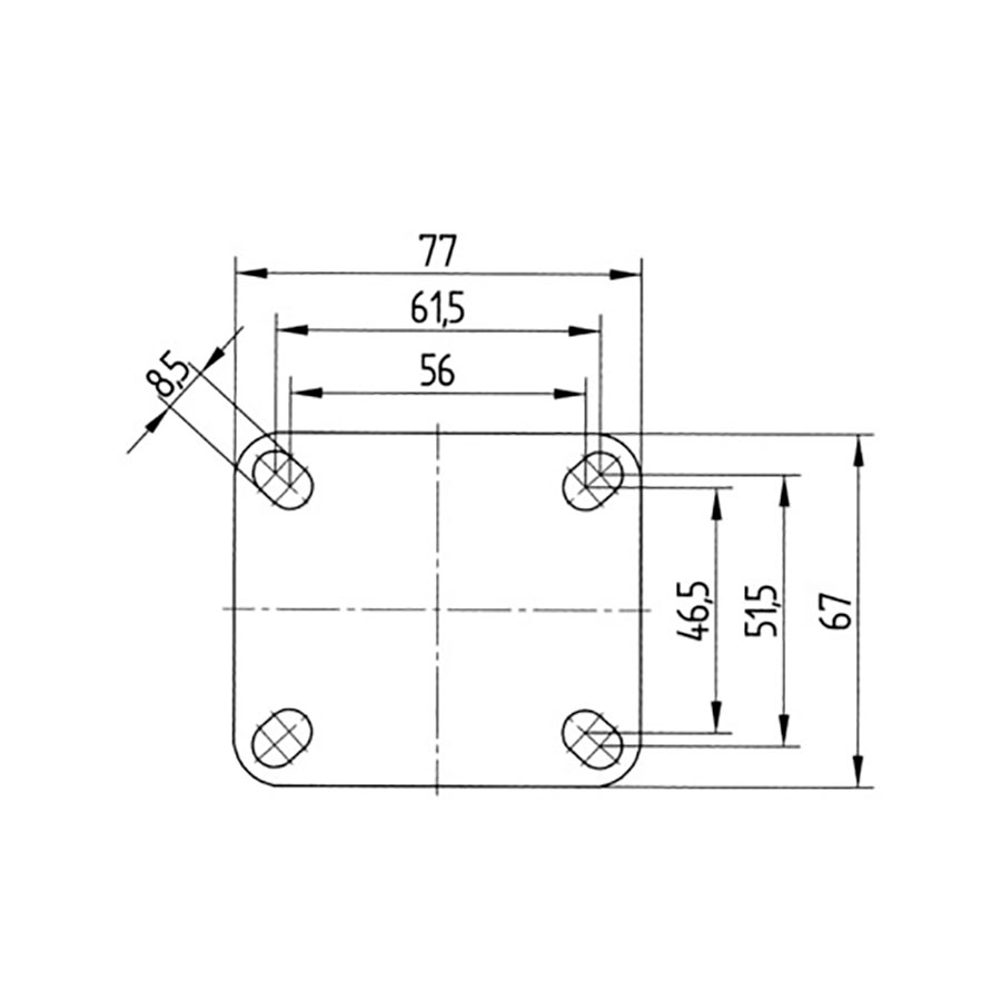 TENTE Hjul 7478 PJO 125 P50 RUSTFRI
