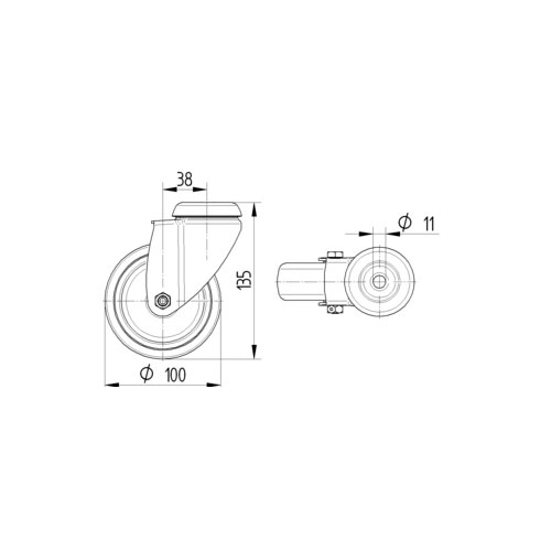 TENTE Hjul 7470 PJO 100 P30 RUSTFRI 13,0