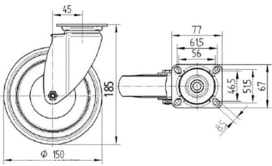 TENTE hjul 2470 PJP 150 P50