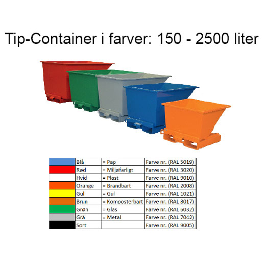 Tip-container "Automatic", 150 Liter åben. Rød