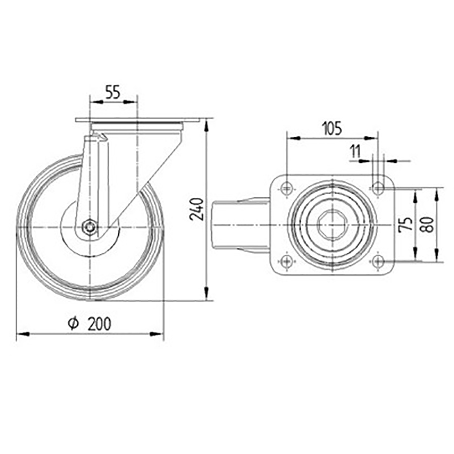TENTE hjul 3470 DVJ 200 P63 FAD
