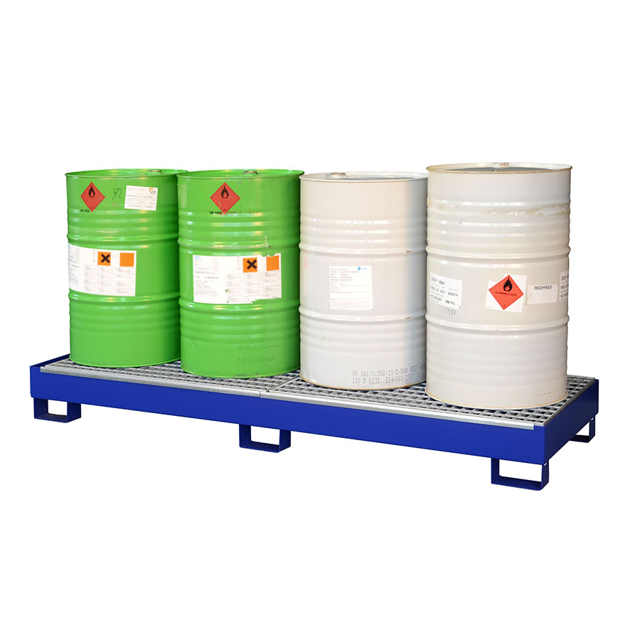 Opsamlingskar stål palle SW4e med stål rist BLÅ