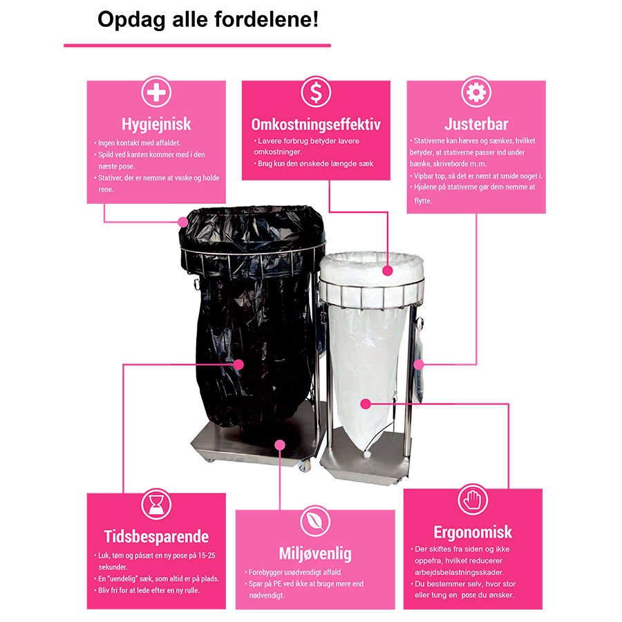 TubeSac Affaldsstativ - Lille model - Rustfri