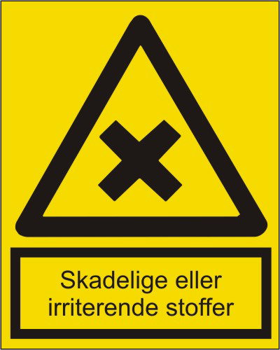 Skilt; Skadelige eller irriterende stoffer selvklæ