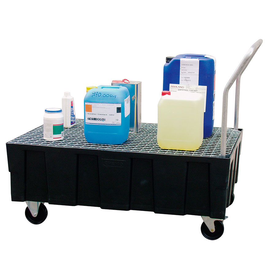 Opsamlingskar Euro PE palle med hjul og stålrist