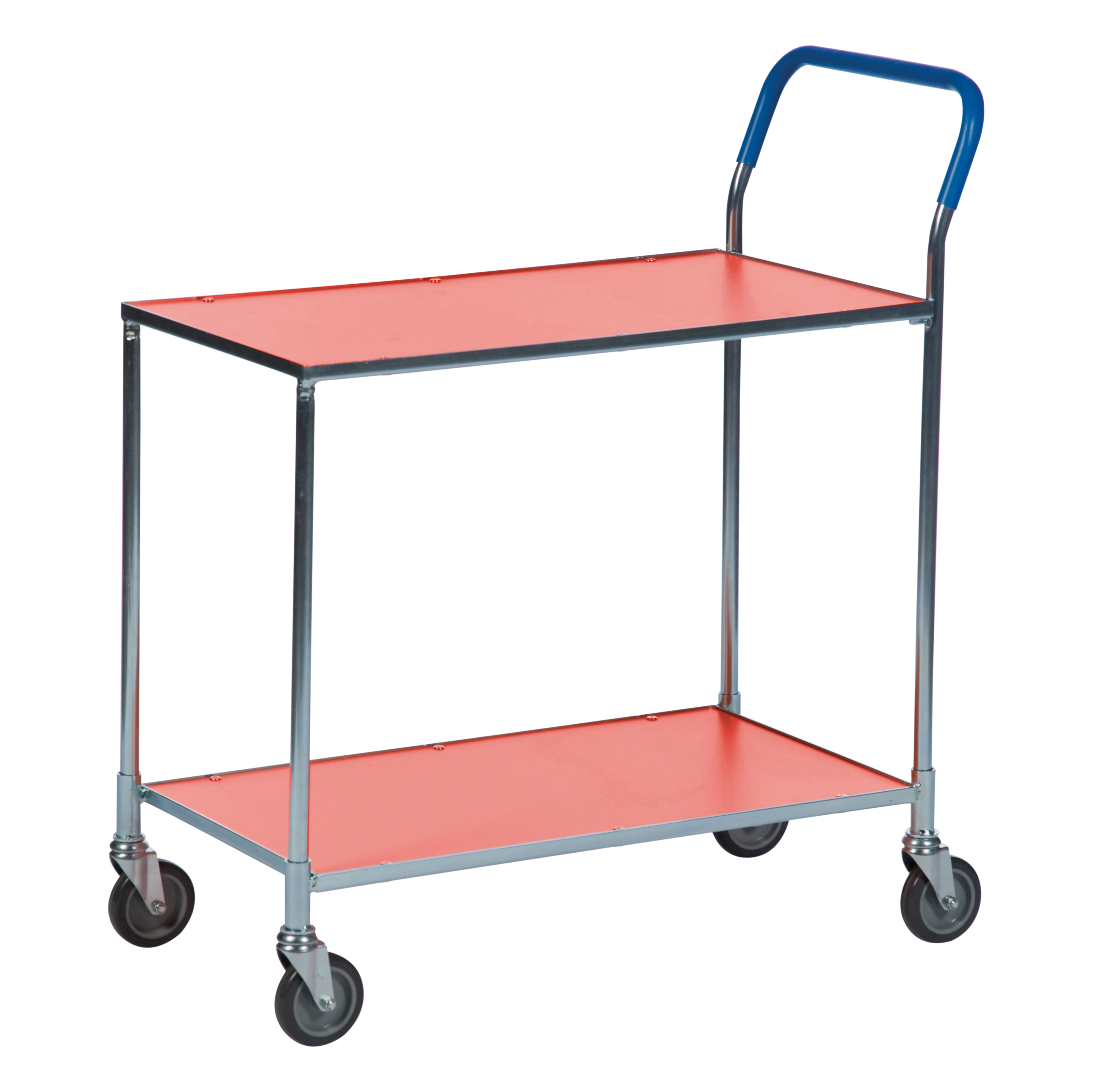 Serveringsvogn med 2 orange hylder el-galvaniseret