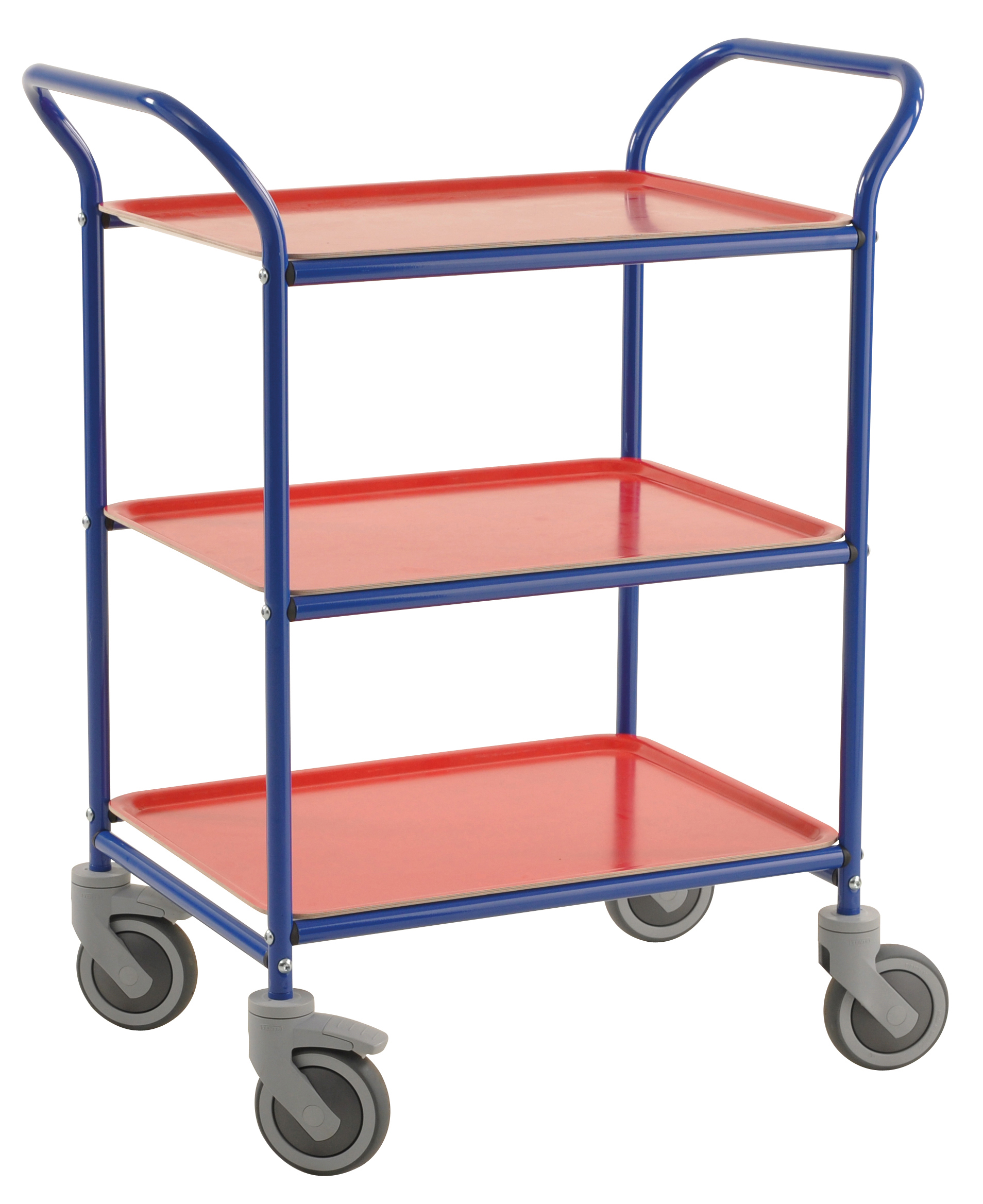 Severingsvogn m 3 aftagelige bakker Rød/blå