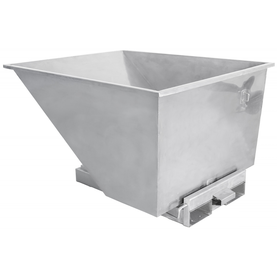 Tip-container rustfri stål 900 Liter åben.