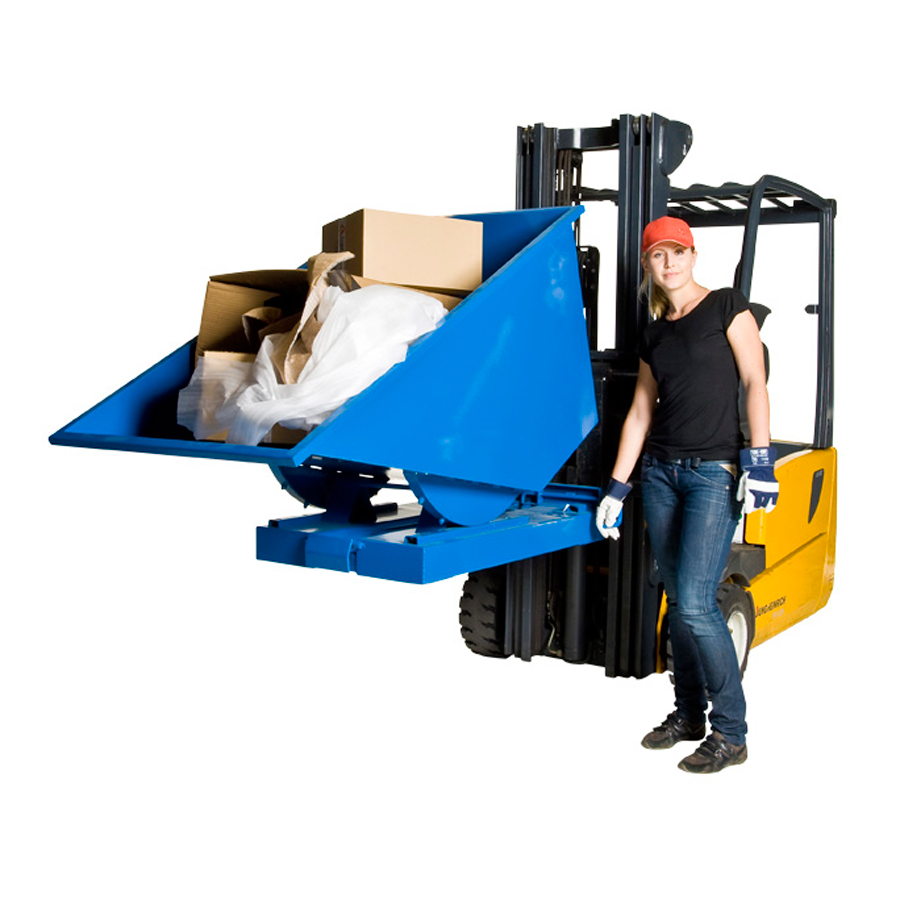 Vippecontainer "Automatic", 1100 Liter åben. Blå