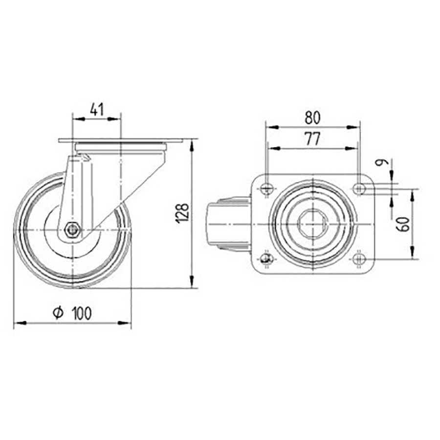 TENTE hjul 3470 UOH 100 P62 FAD