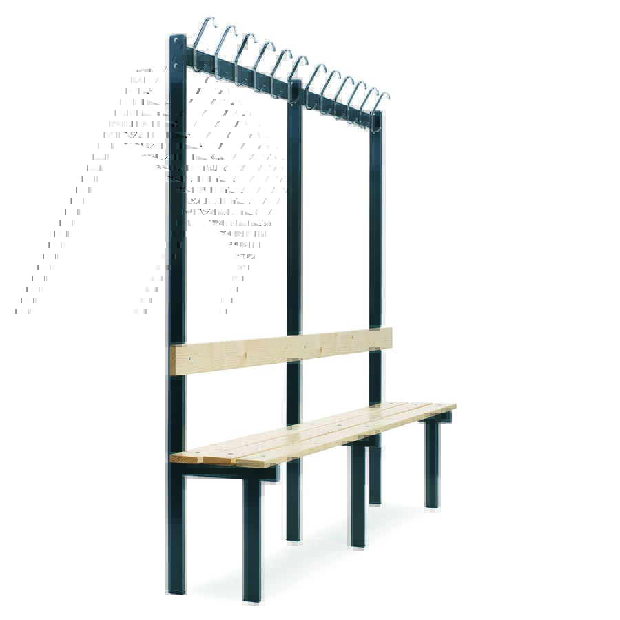 Bænk med knagerække 1-side. L: 200cm.
