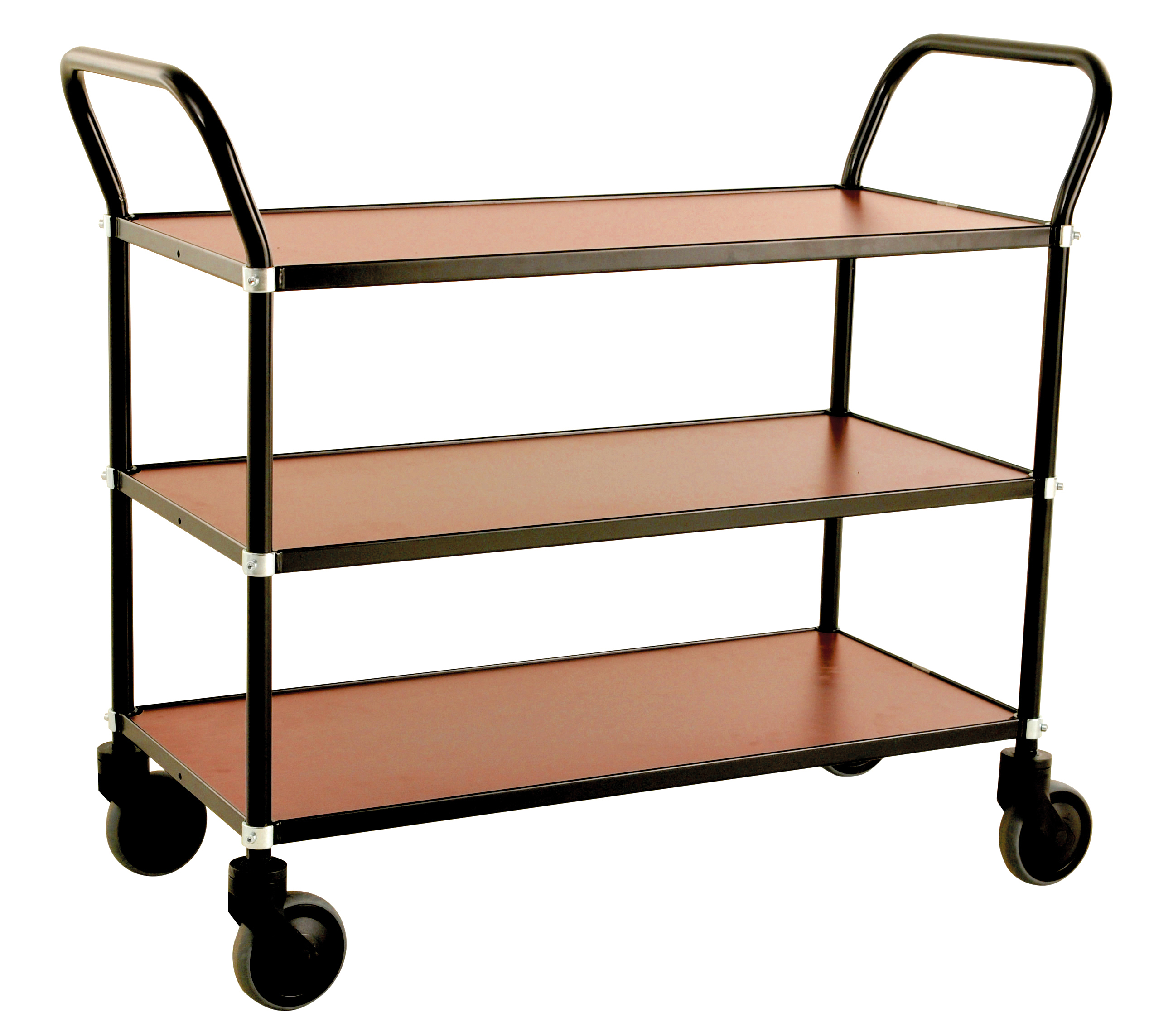 Rullebord med 3 hylder Maghogny sort stel