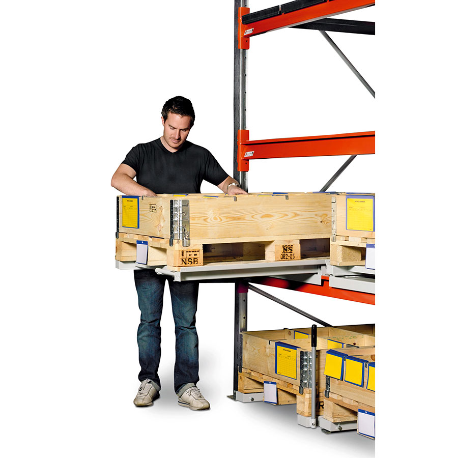 Palleudtræk, hyldemodel, 600 kg. 75% udtræksbar