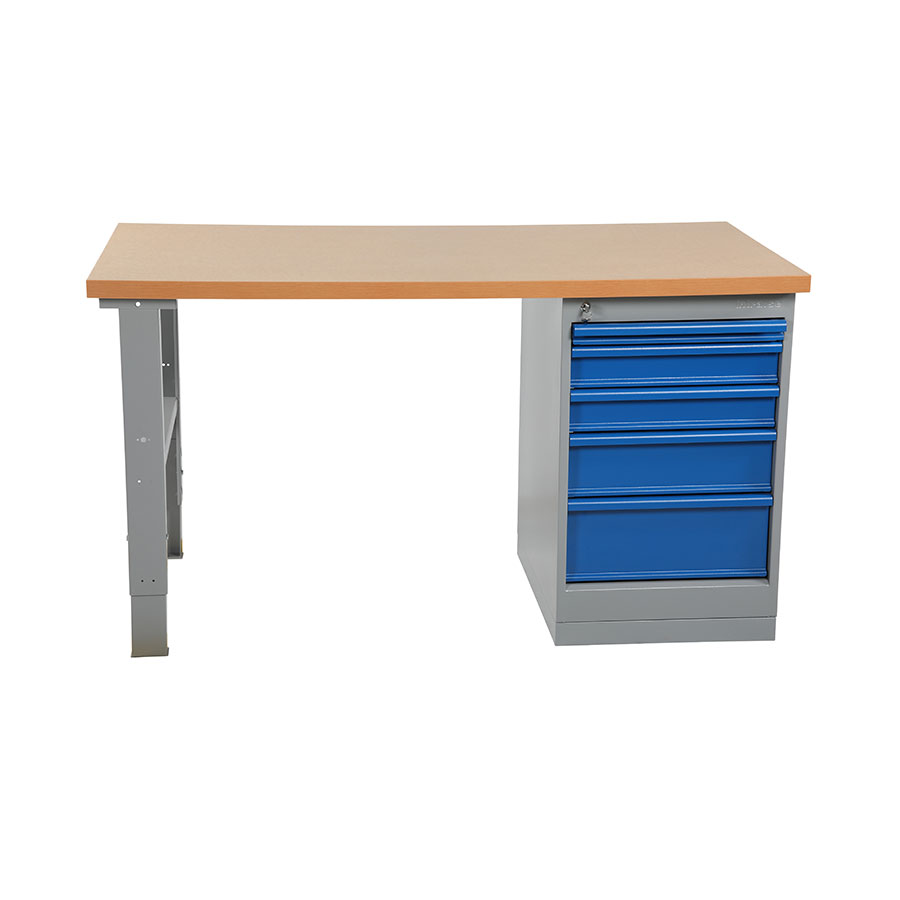 Arbejdsbord, oliehærdet plade med 5 skuffekabinet.