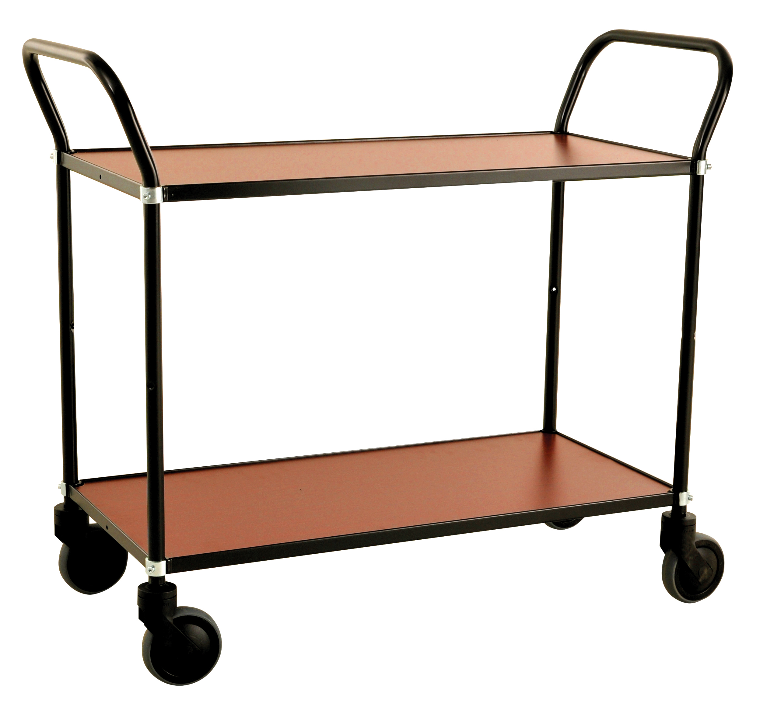 Rullebord med 2 hylder Maghogny sort stel