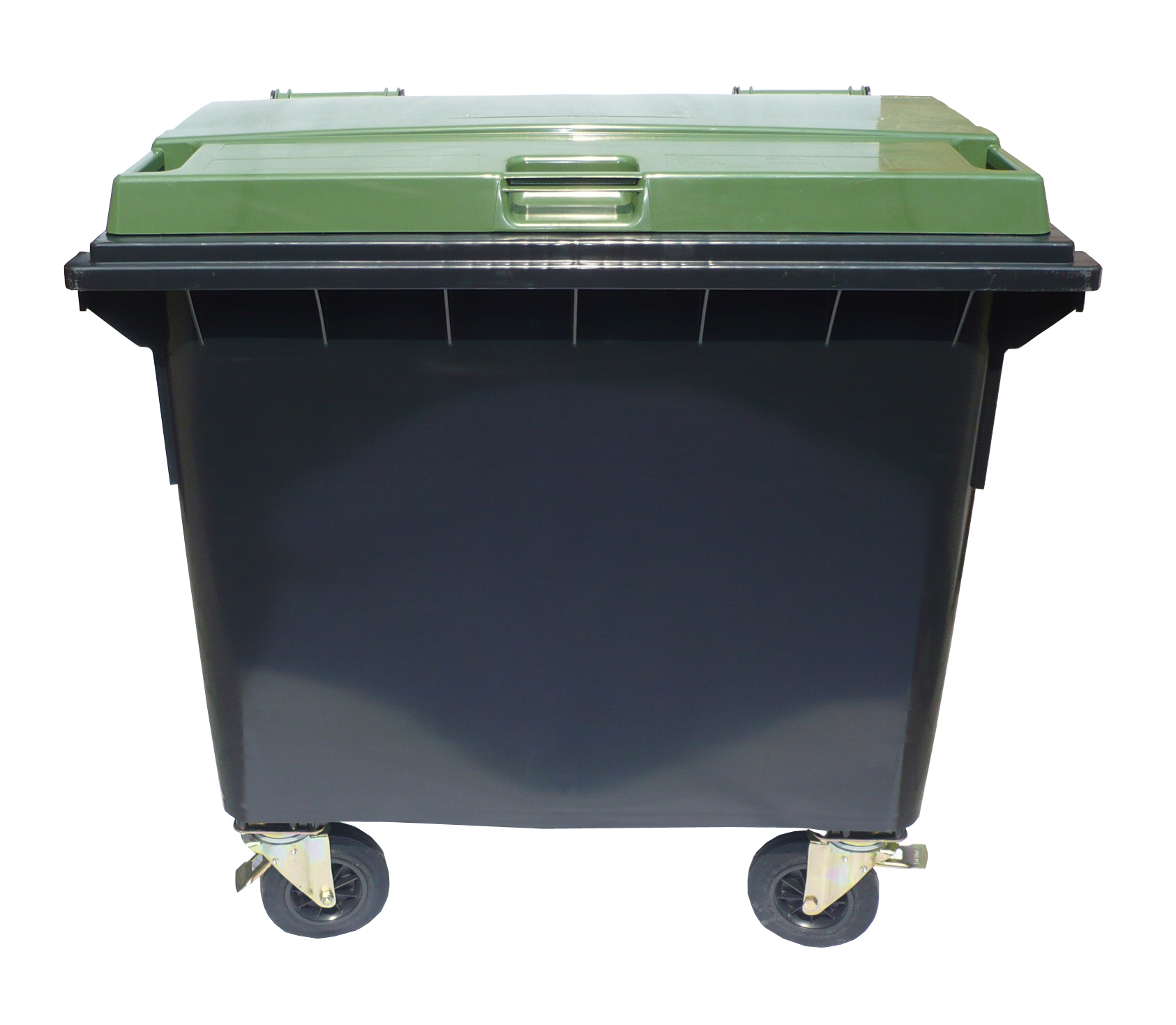 Affaldsbeholder i plast 660 Liter. Grå/Grøn