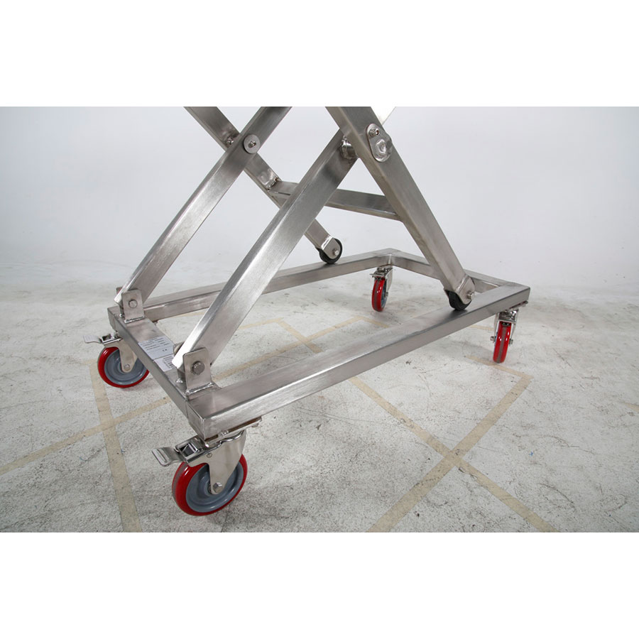 Rustfri løftebordsvogn m. skruesving - 300kg
