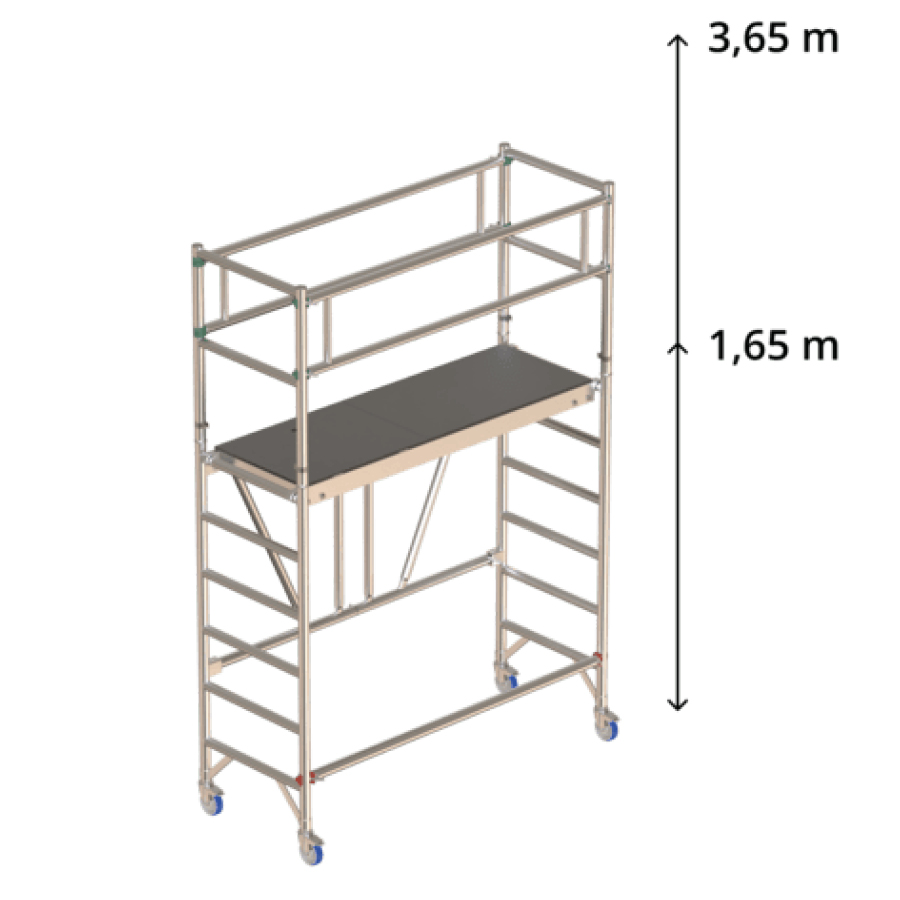 Foldestillads 75 x180 cm Arb.h.3,65 Inkl. gelænder
