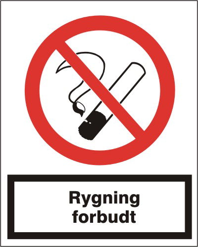 Skilt; Rygning forbudt 1mm plastplade A4