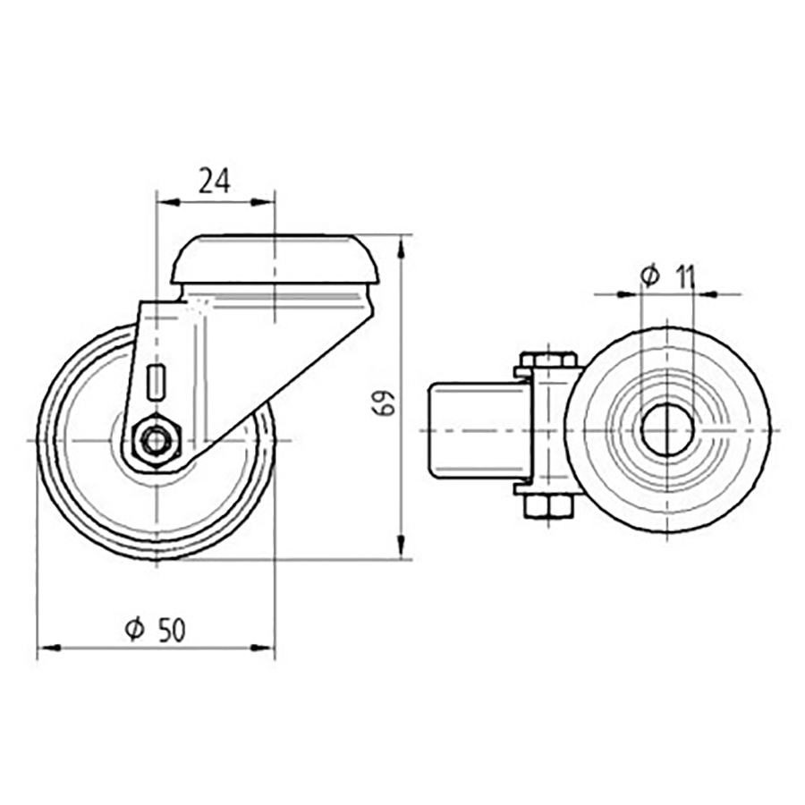 TENTE hjul 2470 PJI 050 P30 11,0