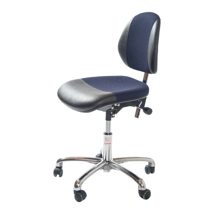 Stol Duo, blåt stof/kunslæder, højde: 46-59 cm.