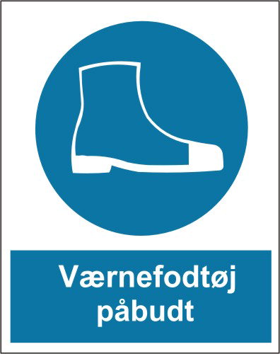 Skilt; Værnefodtøj påbudt selvklæbendeende A4