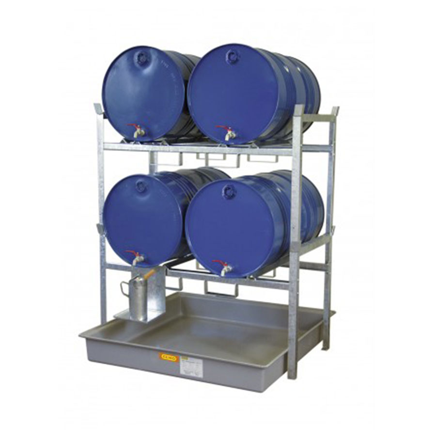 Miljøreol 800 med GRP kar 4 x 200 liter tønder