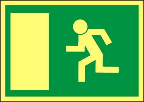 Skilt; Nødudgang Venstre selvklæbende A4