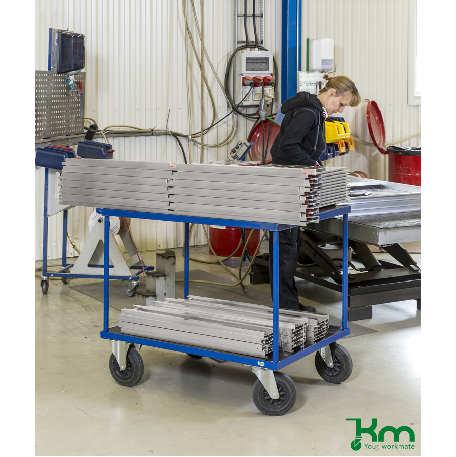 Bordvogn med 2 hylder stor model med bremse
