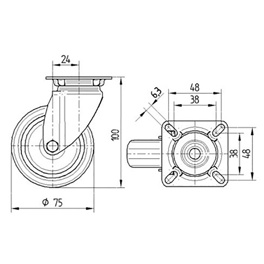 TENTE hjul 2470 PJP 075 P40